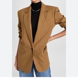 Madewell Oversized Blazer in Camel Pinstripe Sz 6